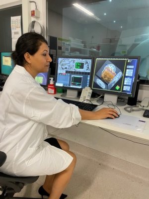 Dr Fatima Nasrallah looking at images of the brain on a computer screen Dr Fatima Nasrallah looking at images of the brain